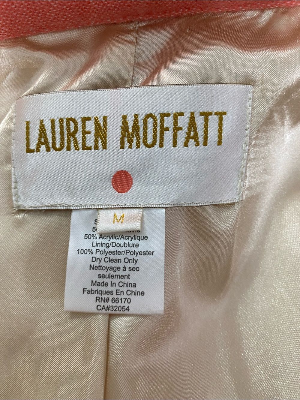 Lauren Moffatt Eastward Dress Coat Coral Arrow-Trim Wool Size M - Picture 3 of 15
